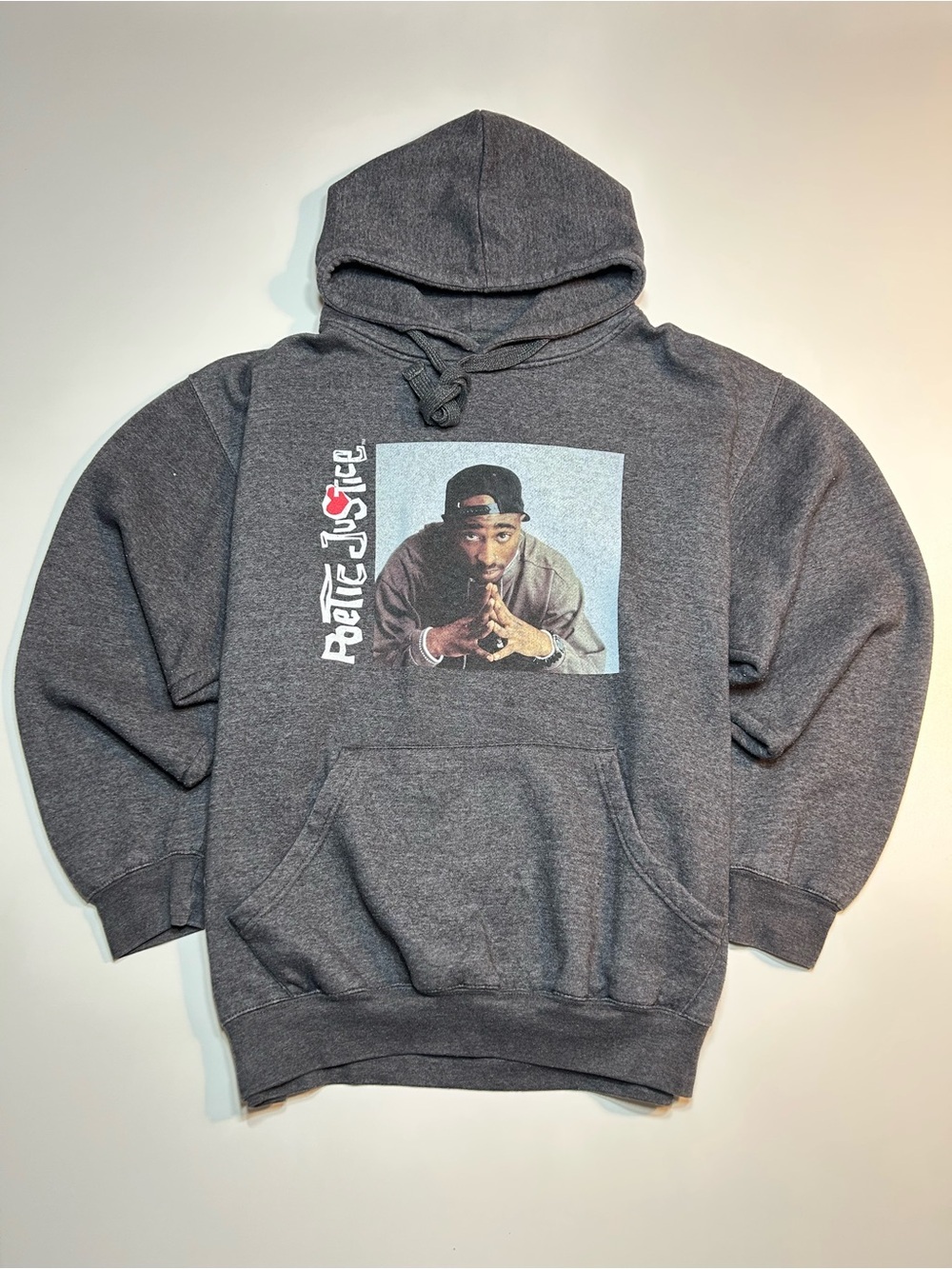 Tupac Shakur Poetic Justice Charcoal Gray Graphic Pullover Hoodie Sweatshirt